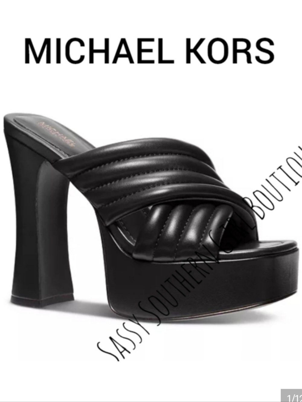 🆕⭐ Micheal Kors Black Leather Platform Sandals